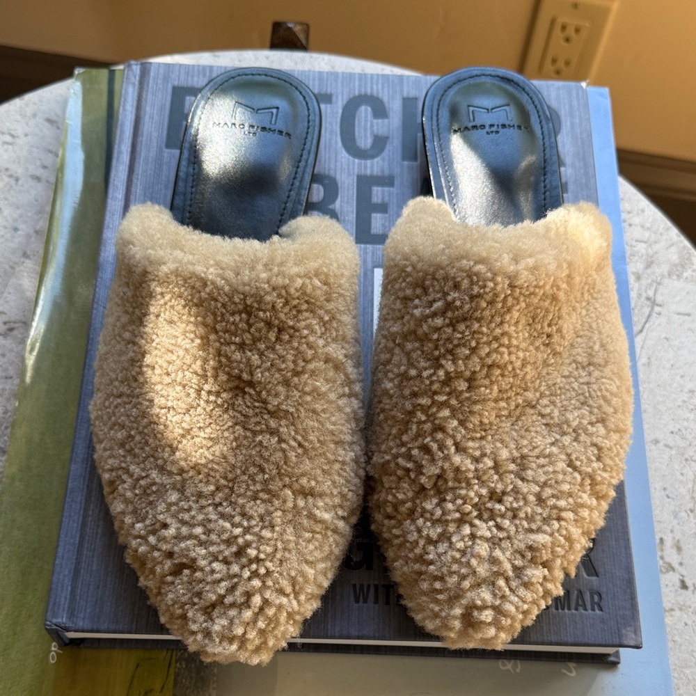 Marc Fisher Tan Shearling Slippers - Picture 3 of 7